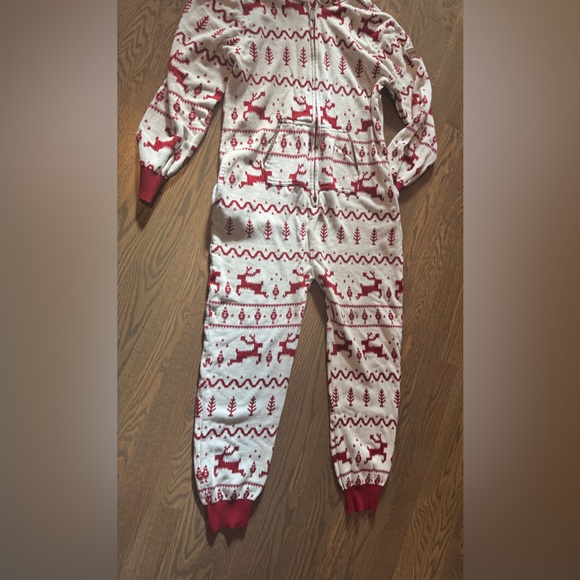 Tipsy Elves Red and White Reindeer Pattern FAIR ISLE KNIT JUMPSUIT - Picture 12 of 12